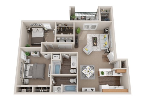 2Bed 2Bath_B at Grand at Pearl Apartments, Mississippi, 39208